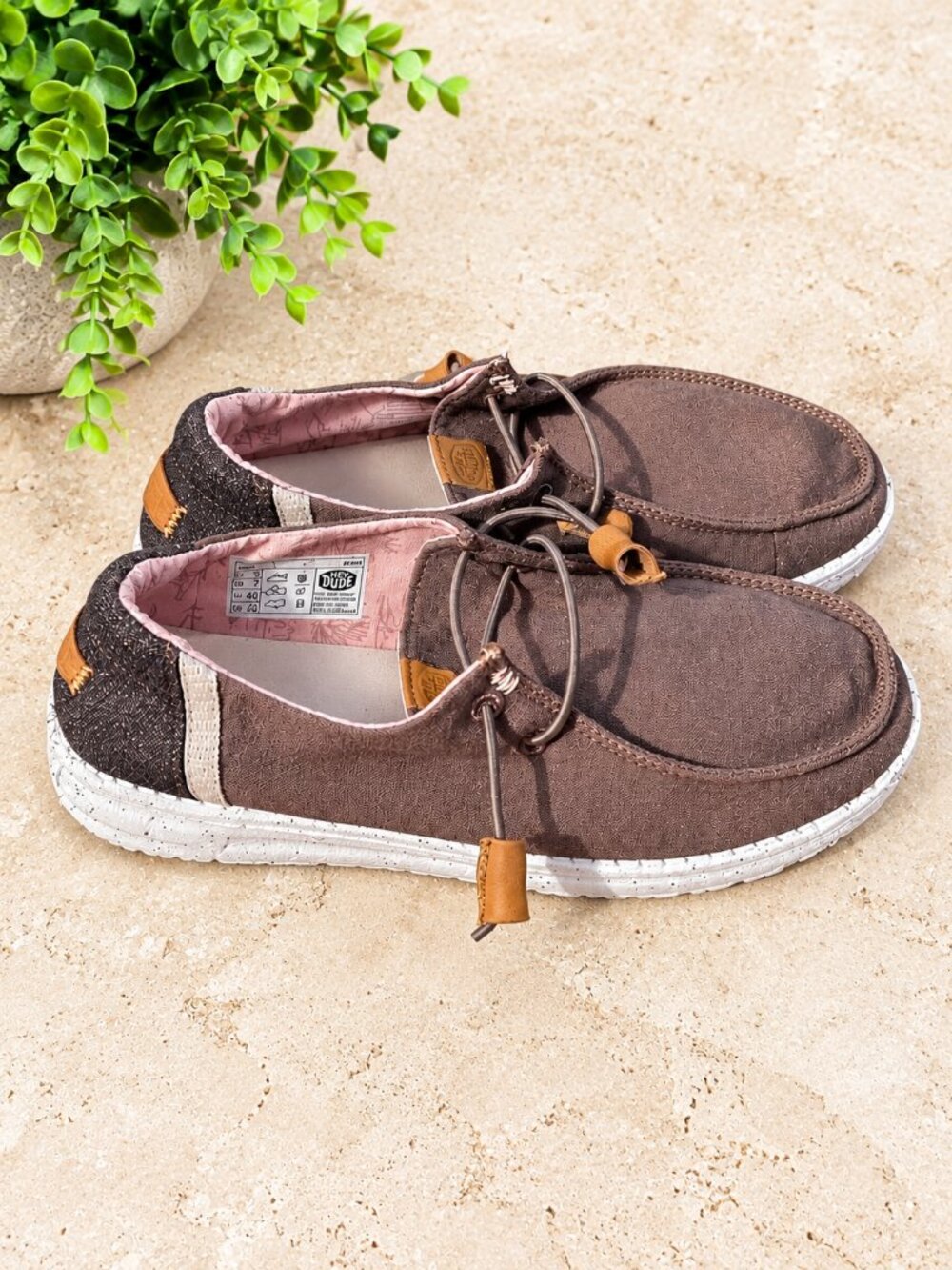 Hey Dude Women's Wendy Washed Canvas Brown Size 9 Euro 40 | Women's Slip Ons
